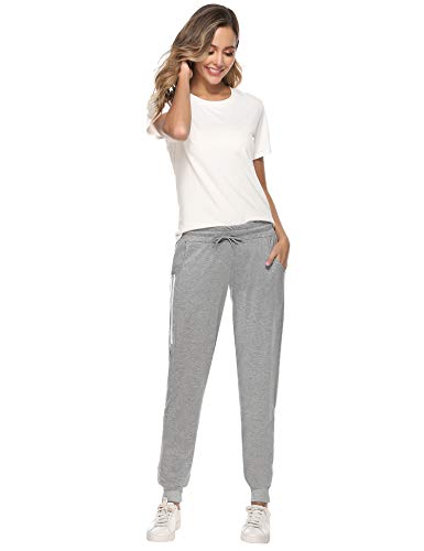 Aibrou Pantalones Chándal Raya Mujer Algodón Largos Pantalon para Deportivo Yoga Fitness Jogger Casual