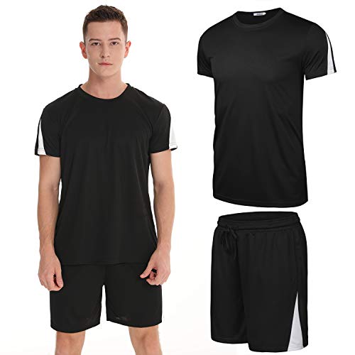 Aibrou Ropa Deportiva Chándales para Hombre Camisa Mangas Cortas Pantalon Chandales Hombre Cortos Conjunto Chandal Hombre Verano Gym Correr Trotar Caminar