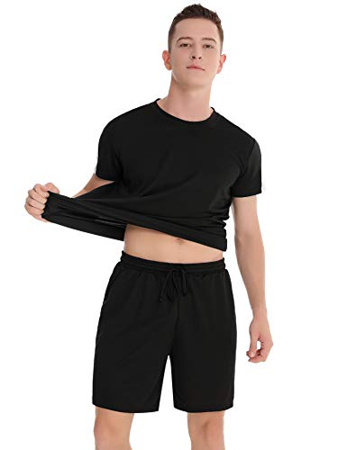 Aibrou Ropa Deportiva Chándales para Hombre Camisa Mangas Cortas Pantalon Chandales Hombre Cortos Conjunto Chandal Hombre Verano Gym Correr Trotar Caminar