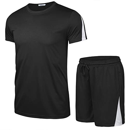 Aibrou Ropa Deportiva Chándales para Hombre Camisa Mangas Cortas Pantalon Chandales Hombre Cortos Conjunto Chandal Hombre Verano Gym Correr Trotar Caminar