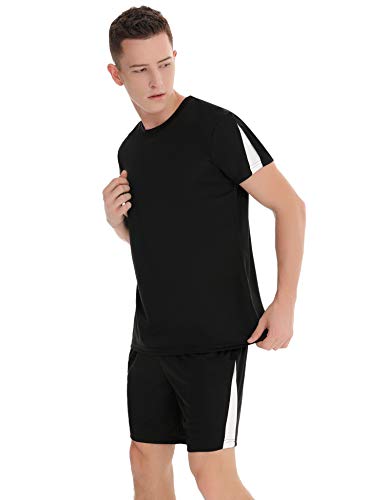 Aibrou Ropa Deportiva Chándales para Hombre Camisa Mangas Cortas Pantalon Chandales Hombre Cortos Conjunto Chandal Hombre Verano Gym Correr Trotar Caminar