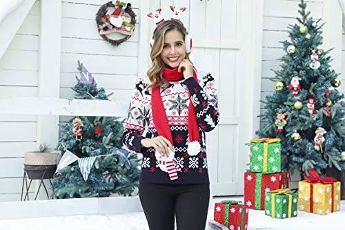 Aibrou Suéter de Navidad Familia Pullover de Punto Jerséis para Mujer Hombre Invierno Manga Larga Jersey Navideño para Niño Niña