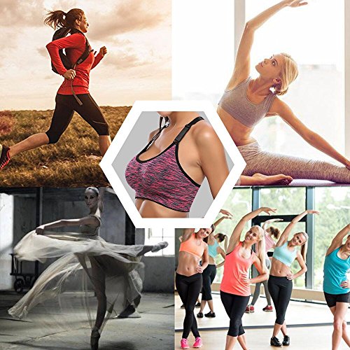 Aibrou Sujetador Deporte Mujer con Relleno Elastico y Transpirable Sujetadores Deportivo Gimnasio Yoga Fitness Ejercicio(XL, Negro)