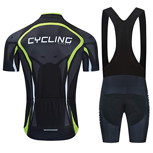 AICTIMO Traje Ciclismo Maillots Ciclismo Hombre Verano+ Pantalones Corto Ciclismo Acolchado de Gel Culotte y Maillot para MTB, Spinning, Bicicleta (verde2, S)