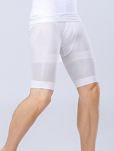 AIEOE - Hombre Moldeador Pantalones Adelgazante con Faja Abdominal Alta Moldeadora Reductora Calzoncillos - L - Blanco