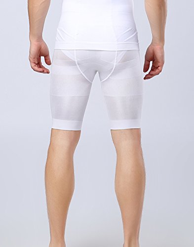 AIEOE - Hombre Moldeador Pantalones Adelgazante con Faja Abdominal Alta Moldeadora Reductora Calzoncillos - L - Blanco