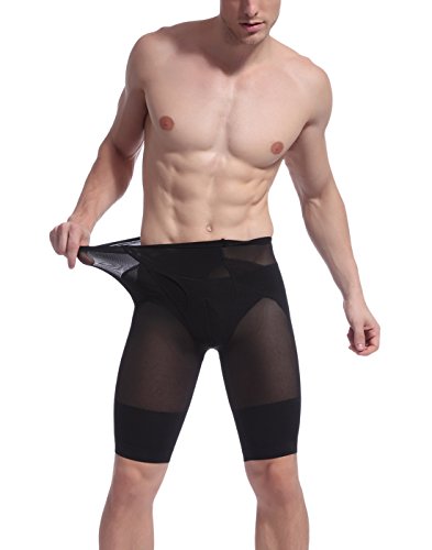 AIEOE - Hombre Reductor Bóxers Calzoncillos Adelgazantes Abdominal para Deportes Vestir Fitness con Cintura Alta Faja Moldeadora - Negro - Talla ES L