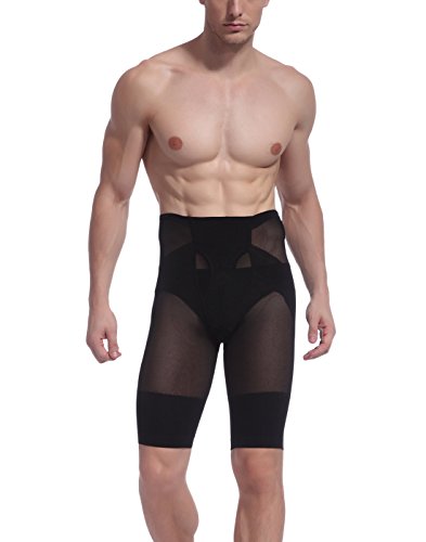 AIEOE - Hombre Reductor Bóxers Calzoncillos Adelgazantes Abdominal para Deportes Vestir Fitness con Cintura Alta Faja Moldeadora - Negro - Talla ES L