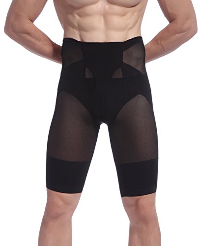 AIEOE - Hombre Reductor Bóxers Calzoncillos Adelgazantes Abdominal para Deportes Vestir Fitness con Cintura Alta Faja Moldeadora - Negro - Talla ES L