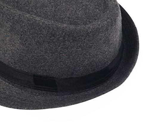 AIEOE - Sombrero Hombre Boda Panamá Jazz con ala Ancha Gorro de Copa Fieltro Disfraz Trilby Hat Adulto Caballeros Sombrero Invierno Cálido para Fiesta Viaje - Gris