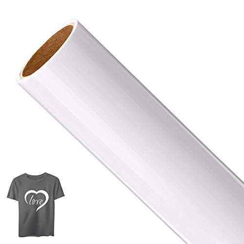 AIEX 1 Roll Vinyl Transfer, Heat-On Heat Transfer para camiseta, sombreros, ropa, prensa de calor, sublimación artesanal (blanco, 12 pulgadas x 5 pies)