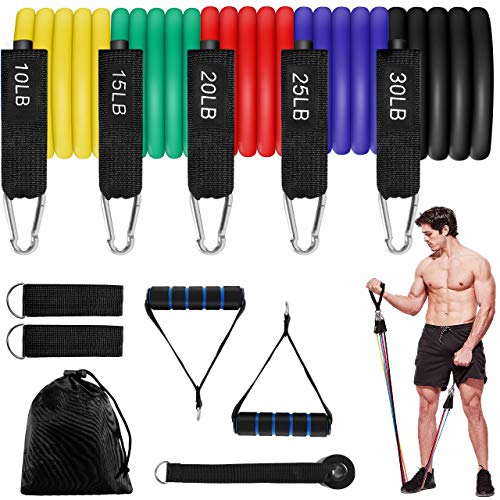 Aiglam Bandas Elásticas, Set de Bandas de Resistencia para Entrenar con Soporte de 100lbs, Kit de Bandas para Entrenar con 5 Tubos, 2 Manijas de Hule,2 Correas para Tobillos, Anclaje para Puerta Aiglam Bandas Elásticas, Set de Bandas de Resistencia para Entrenar con Soporte de 100lbs, Kit de Bandas para Entrenar con 5 Tubos, 2 Manijas de Hule,2 Correas para Tobillos, Anclaje para Puerta