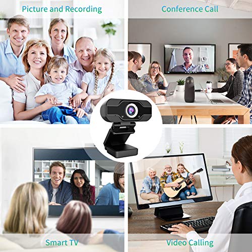 Aiglam Webcam, Webcam PC 1080P Cámara Web de Alta Definiciócon micrófono Reductor de Ruido y corrección de iluminación automática Web CAM de USB Plug and Play (Negro)