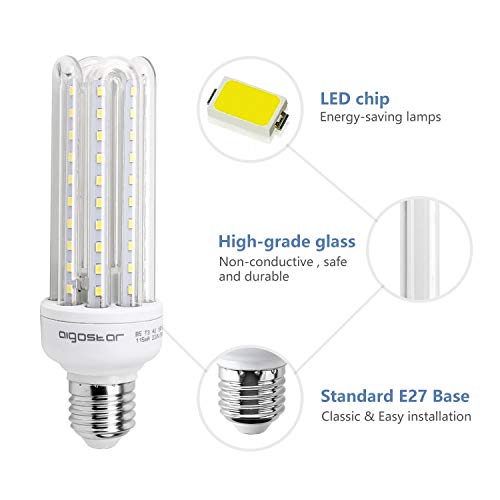 Aigostar - 15W Bombilla LED B5 T3 4U, Lámpara E27, Luz Blanca Fría 6400K, Ángulo 360°, 1200 lúmenes, no regulable - Caja de 5 unidades Aigostar - 15W Bombilla LED B5 T3 4U, Lámpara E27, Luz Blanca Fría 6400K, Ángulo 360°, 1200 lúmenes, no regulable - Caja de 5 unidades