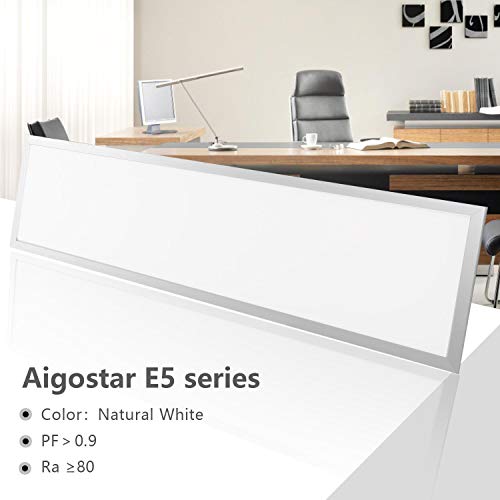 Aigostar - Panel LED rectangular, 40 watios, luz blanca natural 4000k, 3600 lumen, 295x1195x9mm, Kit de suspensión no incluido