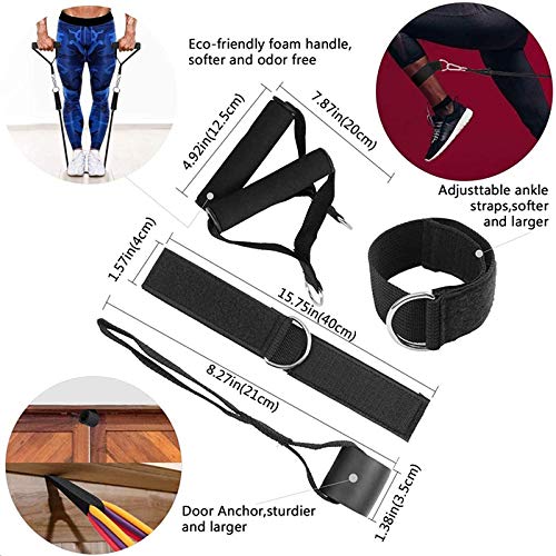 AIH Profit Set/Kit de Gimnasio, Deporte y Ejercicio en Casa - Bandas Elásticas Musculación -5 Gomas Elásticas Fitness Pilates -Toalla Microfibras - Muñequeras Crossfit - Core Sliders - 22 Pcs