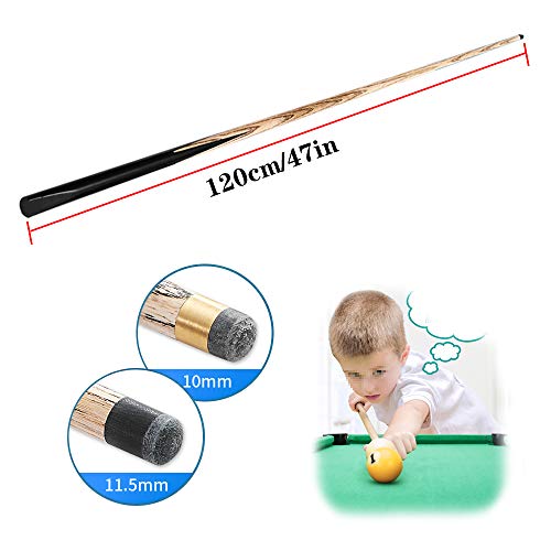 AILILI Palos De Billar para Niños 120cm,Hardwood Taco De Snooker,con Cabeza PequeñA 10/11.5 Mm,Bar/Escuela/Exterior Snooker Cue 18 Oz,Juego De Tacos De Billar