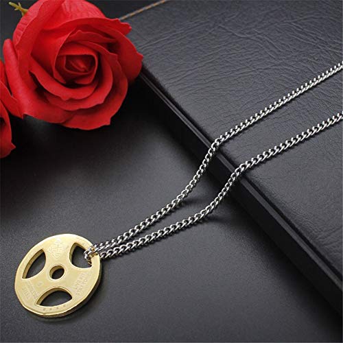 AILUOR Hombres Mujeres Colgante con Mancuernas Collar de Acero Inoxidable Parejas Barbell Colgante Fitness Gym Sports Mancuernas Levantadores de Pesas Barbell Chain Jewelry (Oro-R)