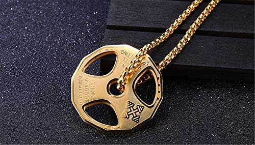 AILUOR Hombres Mujeres Colgante con Mancuernas Collar de Acero Inoxidable Parejas Barbell Colgante Fitness Gym Sports Mancuernas Levantadores de Pesas Barbell Chain Jewelry (Oro-R)