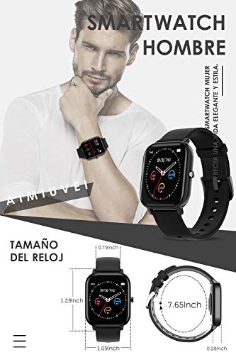 AIMIUVEI Smartwatch, Reloj Inteligente IP67 con Pulsómetro, Presión Arterial, 7 Modos de Deportes y GPS, Monitor de Sueño Caloría 1.4 Inch Pantalla Táctil Smartwatch para Mujer y Hombre