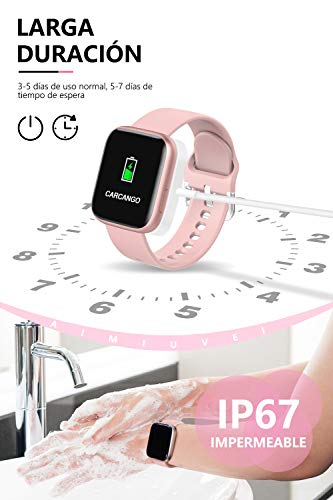 AIMIUVEI Smartwatch, Reloj Inteligente Mujer Hombre IP67 con Pulsómetro, 1.4 Inch Smartwatch Presión Arterial Monitor de Sueño GPS Podómetro Pulsera Actividad Inteligente Compatible con iOS y Android