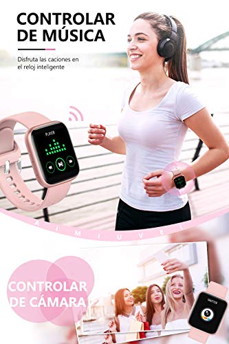 AIMIUVEI Smartwatch, Reloj Inteligente Mujer Hombre IP67 con Pulsómetro, 1.4 Inch Smartwatch Presión Arterial Monitor de Sueño GPS Podómetro Pulsera Actividad Inteligente Compatible con iOS y Android