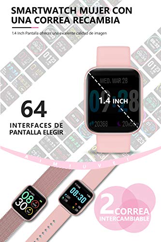AIMIUVEI Smartwatch, Reloj Inteligente Mujer Hombre IP67 con Pulsómetro, 1.4 Inch Smartwatch Presión Arterial Monitor de Sueño GPS Podómetro Pulsera Actividad Inteligente Compatible con iOS y Android AIMIUVEI Smartwatch, Reloj Inteligente Mujer Hombre IP67 con Pulsómetro, 1.4 Inch Smartwatch Presión Arterial Monitor de Sueño GPS Podómetro Pulsera Actividad Inteligente Compatible con iOS y Android