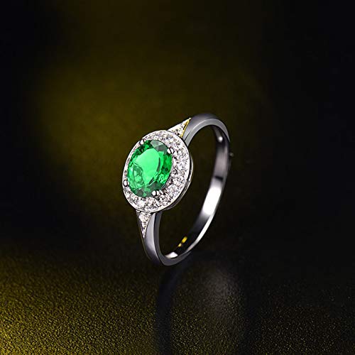 Aimsie Mujer Unisex AU750 oro blanco 18 quilates (750) talla ovalada verde Emerald