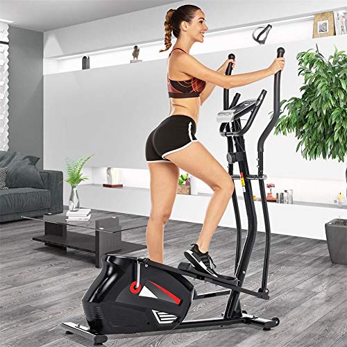 AINY Equipo De La Aptitud 2-En-1 Elíptica De La Bicicleta Estática-Fitness Cardio Pérdida De Peso Entrenamiento Máquina-con Asiento Tasa Sensores Bicicleta Elíptica-Pequeño, Robusto Y Compacto