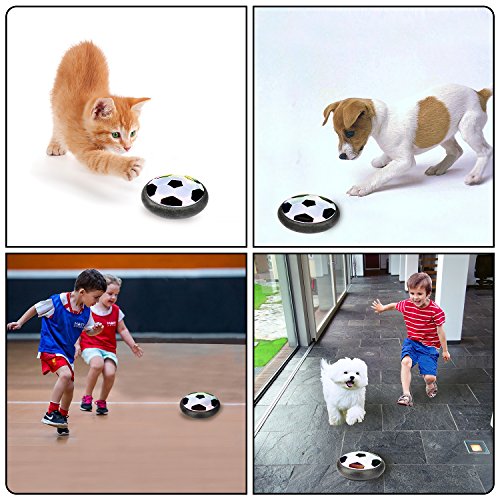 Air Hover Ball Soccer LENBEST, Juguete Balón de Fútbol, Juguetes Aire Fútbol con LED Luces Regalo para Niños y Mascotas (Bonus Mini destornillador y silbato)