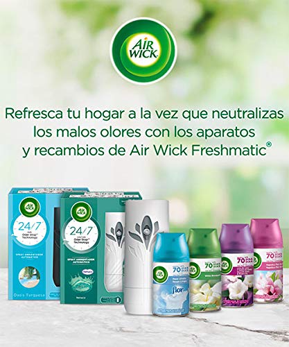 Air Wick Freshmatic - Recambios de ambientador spray automático, esencia para casa con aroma a Lirio de Luna y Satén de Seda - pack de 6