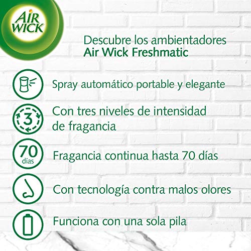 Air Wick Freshmatic - Recambios de ambientador spray automático, esencia para casa con aroma a Lirio de Luna y Satén de Seda - pack de 6 Air Wick Freshmatic - Recambios de ambientador spray automático, esencia para casa con aroma a Lirio de Luna y Satén de Seda - pack de 6