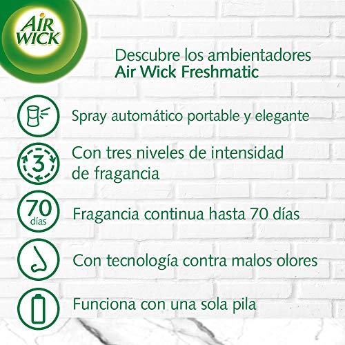 Air Wick Freshmatic - Recambios de ambientador spray automático, esencia para casa con aroma a Lirio de Luna y Satén de Seda - pack de 6