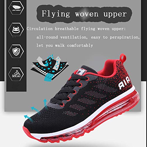 Air Zapatillas de Running para Hombre Mujer Zapatos para Correr y Asfalto Aire Libre y Deportes Calzado Unisexo Black Red 44 Air Zapatillas de Running para Hombre Mujer Zapatos para Correr y Asfalto Aire Libre y Deportes Calzado Unisexo Black Red 44