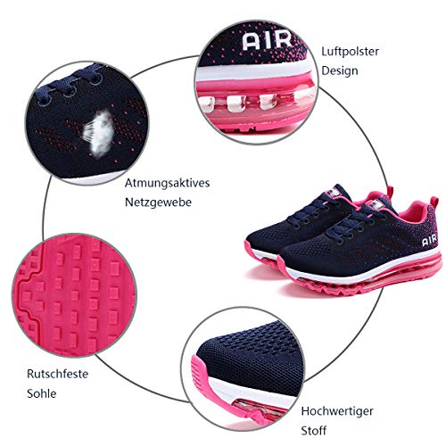 Air Zapatillas de Running para Hombre Mujer Zapatos para Correr y Asfalto Aire Libre y Deportes Calzado Unisexo Blue Plum 35