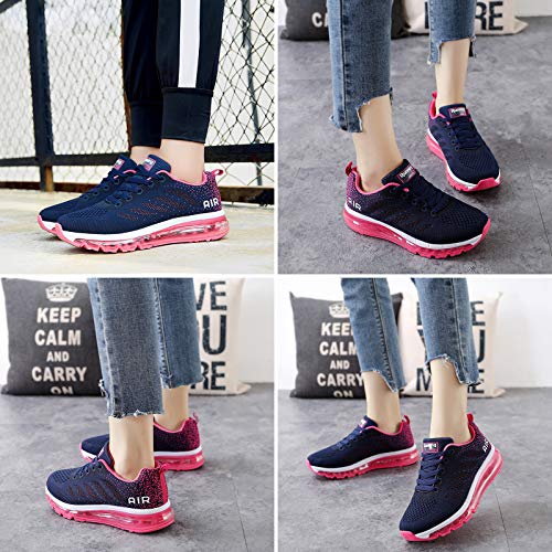 Air Zapatillas de Running para Hombre Mujer Zapatos para Correr y Asfalto Aire Libre y Deportes Calzado Unisexo Blue Plum 36