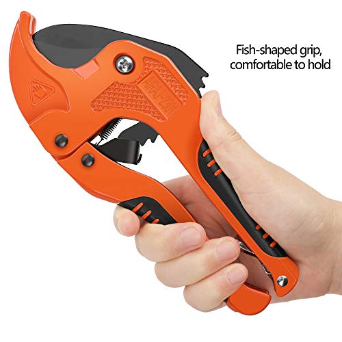 AIRAJ Cortador de tubos de plástico, cortador de tubos de trinquete de corte de PVC, utilizado para cortar accesorios de tubería PEX, PVC y PPR, adecuado para el hogar, personal de mantenimiento AIRAJ Cortador de tubos de plástico, cortador de tubos de trinquete de corte de PVC, utilizado para cortar accesorios de tubería PEX, PVC y PPR, adecuado para el hogar, personal de mantenimiento