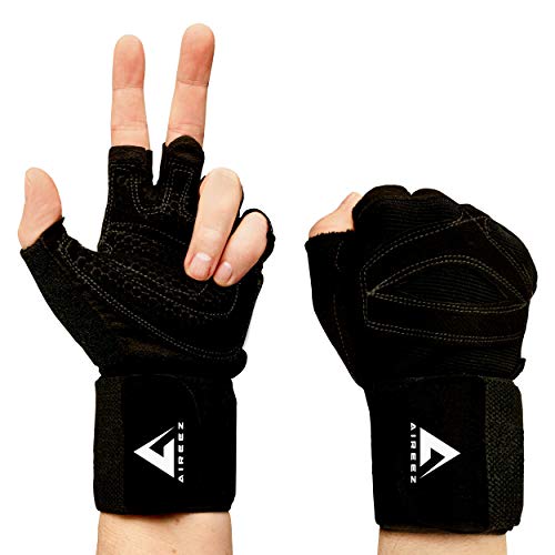 Aireez® 2 en 1 Guantes de fitness, guantes de entrenamiento, guantes de deporte con muñequeras (hombre y mujer) levantamiento de pesas, deportes de fuerza, culturismo, entrenamiento de fuerza Aireez® 2 en 1 Guantes de fitness, guantes de entrenamiento, guantes de deporte con muñequeras (hombre y mujer) levantamiento de pesas, deportes de fuerza, culturismo, entrenamiento de fuerza