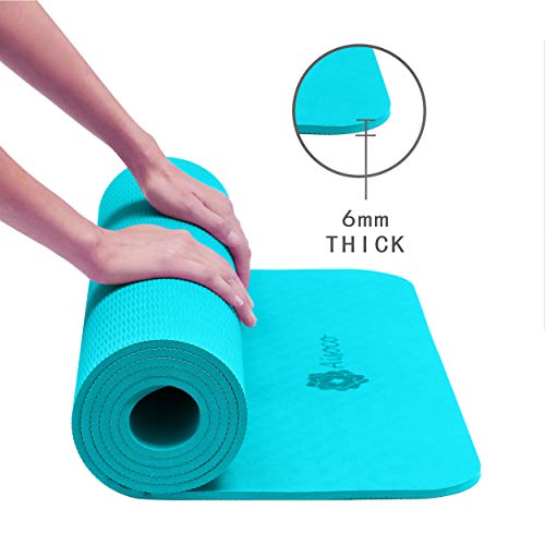 Aisoco Premium TPE Yoga Mat Pilates Mat - Ecológico, Antideslizante - con Bolso y Correa de Transporte