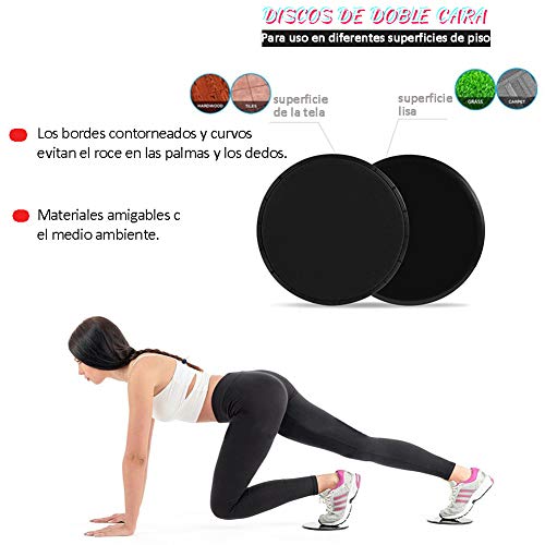 AISOO Sliders Fitness Ejercicio, 2 Piezas Discos Deslizantes de Doble Cara Core Sliders Dual Sided Trainer Uso en Todas Las Superficies,Ligero y Resistente Fuerza Abdominal y Central-Negro