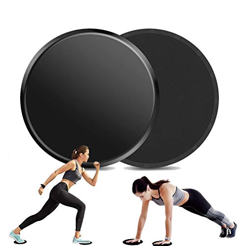 AISOO Sliders Fitness Ejercicio, 2 Piezas Discos Deslizantes de Doble Cara Core Sliders Dual Sided Trainer Uso en Todas Las Superficies,Ligero y Resistente Fuerza Abdominal y Central-Negro