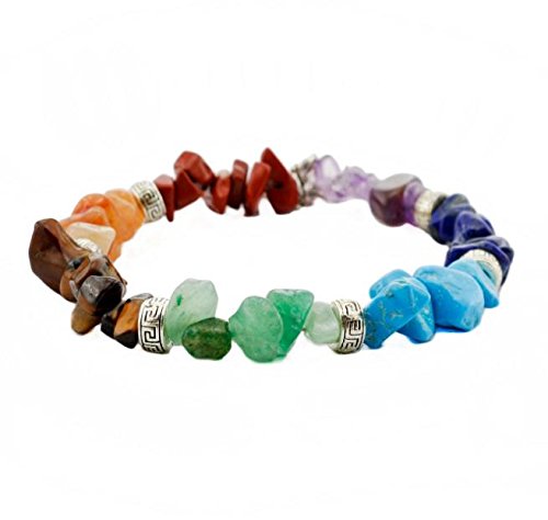 AITELEI Juego de 7 piedras de chakra naturales con cristal curativo pulido de palma con 7 chakras, pulsera de cristal curativo, joyería de yoga, terapia de cristal geometría