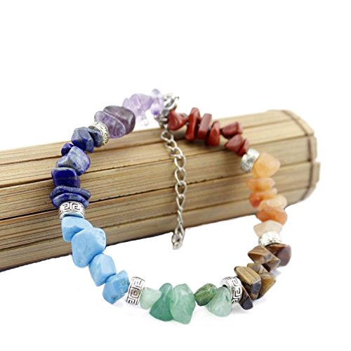 AITELEI Juego de 7 piedras de chakra naturales con cristal curativo pulido de palma con 7 chakras, pulsera de cristal curativo, joyería de yoga, terapia de cristal geometría