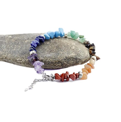 AITELEI Juego de 7 piedras de chakra naturales con cristal curativo pulido de palma con 7 chakras, pulsera de cristal curativo, joyería de yoga, terapia de cristal geometría