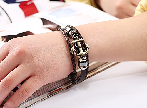 AIUIN 1X Retro Brazalete Ancla en Forma de Ancla Pulsera de Cuero Trenzado para Hombres Mujers Pulsera Decorativa (21 CM) AIUIN 1X Retro Brazalete Ancla en Forma de Ancla Pulsera de Cuero Trenzado para Hombres Mujers Pulsera Decorativa (21 CM)