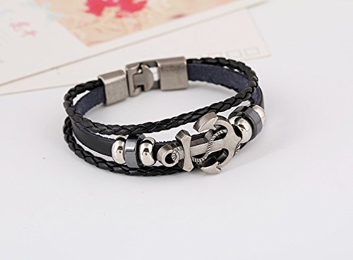 AIUIN 1X Retro Brazalete Ancla en Forma de Ancla Pulsera de Cuero Trenzado para Hombres Mujers Pulsera Decorativa (21 CM) AIUIN 1X Retro Brazalete Ancla en Forma de Ancla Pulsera de Cuero Trenzado para Hombres Mujers Pulsera Decorativa (21 CM)