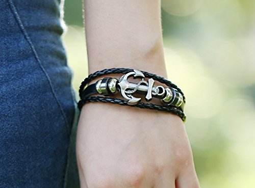 AIUIN 1X Retro Brazalete Ancla en Forma de Ancla Pulsera de Cuero Trenzado para Hombres Mujers Pulsera Decorativa (21 CM) AIUIN 1X Retro Brazalete Ancla en Forma de Ancla Pulsera de Cuero Trenzado para Hombres Mujers Pulsera Decorativa (21 CM)