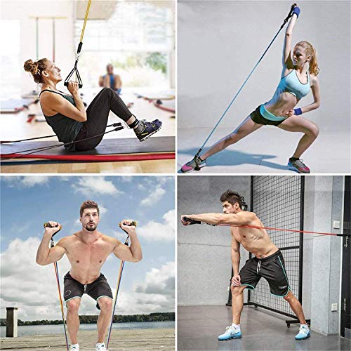 AIXMEET Bandas Elásticas, 11 Piezas Bandas de Fitness Musculacion, Resistencia al Ejercicio Tubos de Entrenamiento para Deportes Interiores o Exteriores, Fitness, Fuerza, Gimnasio en Casa o Yoga