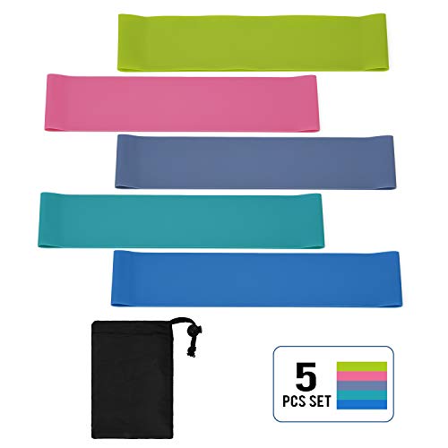 Ajcoflt 5 PCS Resistance Loop Bands con Bolsa de Almacenamiento Elastic Booty Band Set para Yoga Fitness Home Gym Training