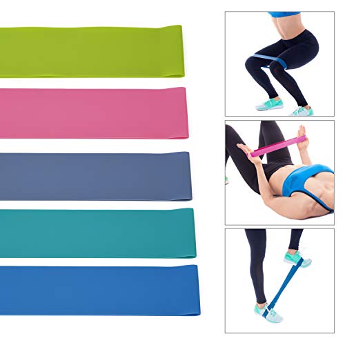 Ajcoflt 5 PCS Resistance Loop Bands con Bolsa de Almacenamiento Elastic Booty Band Set para Yoga Fitness Home Gym Training